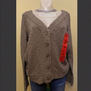 Two by Vince Camuto Slub Knit V-Neck Cardigan M